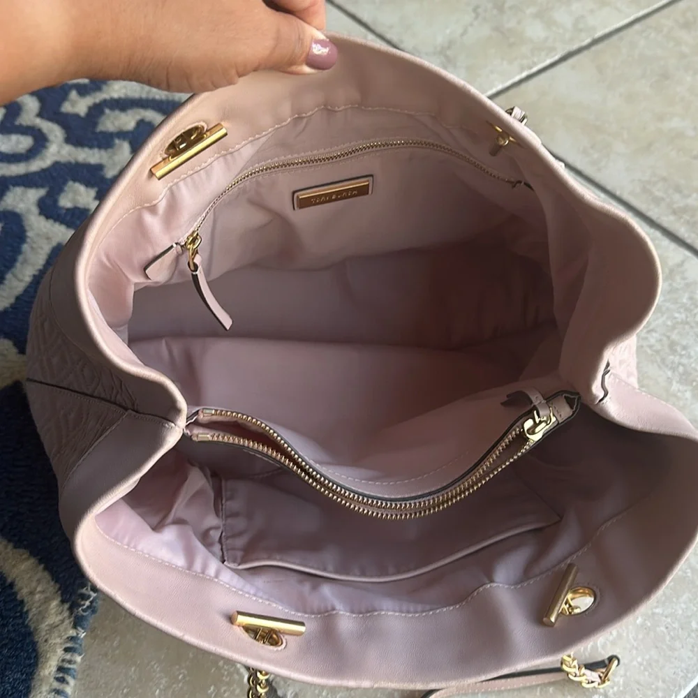 Tory Burch Fleming Pink Quilted Leather Tote